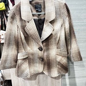 Stylish Brown Houndstooth Women's Blazer